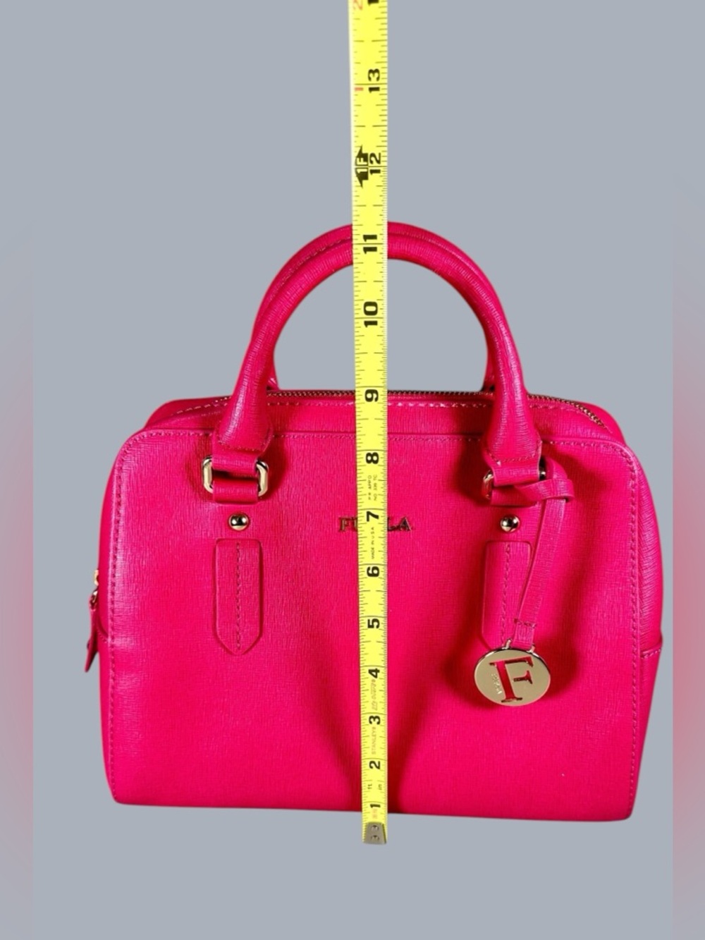 Furla Elena Saffiano Leather Satchel Bag in Fuschsia - Picture 13 of 14